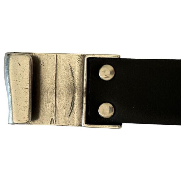 CHICO'S Women's Black Leather Large Circle Buckle Belt Size S/M With Hook - Picture 4 of 8